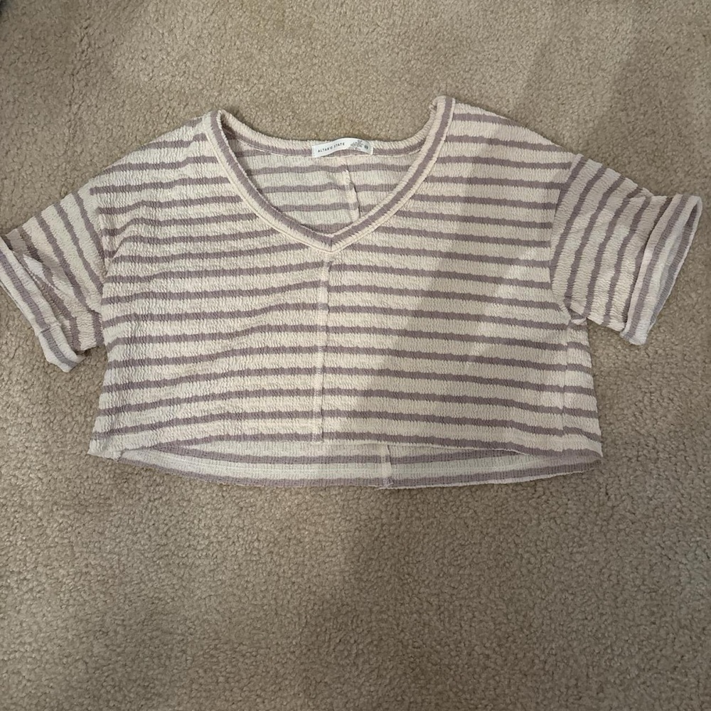 Altar'd State Lavender and Cream Knit Top